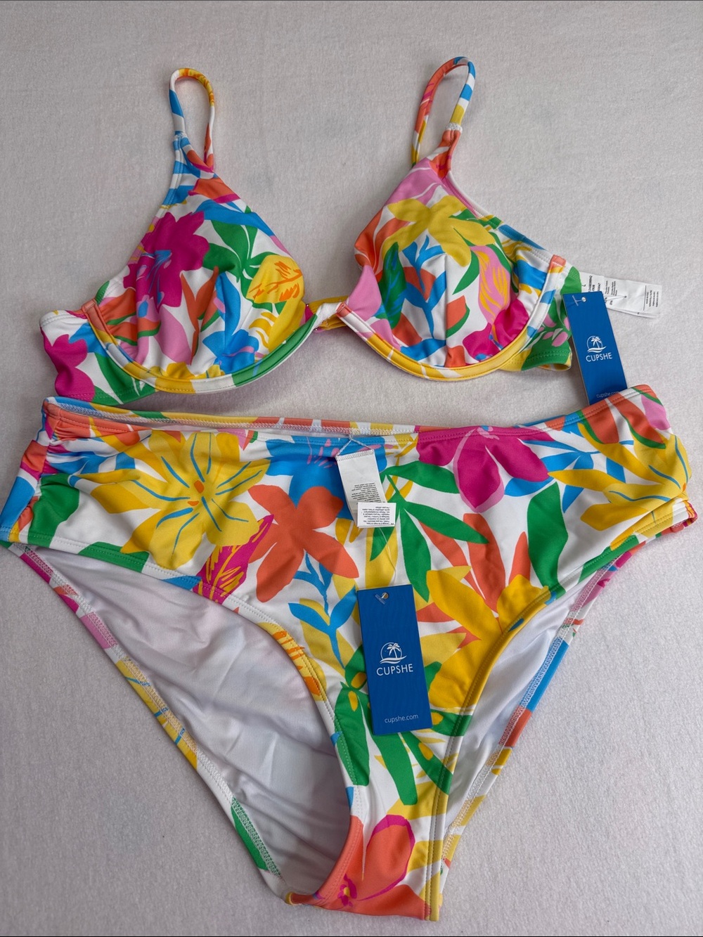 Cupshe Multicolor Tropical Floral Two-Piece Bikini